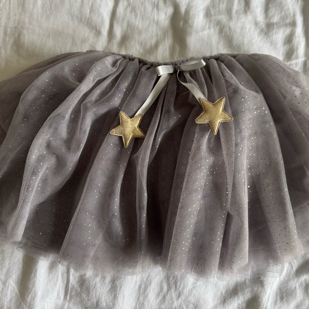 Mimi & Lula Kids (girl) Gray Tulle Skirt with Gold Accents